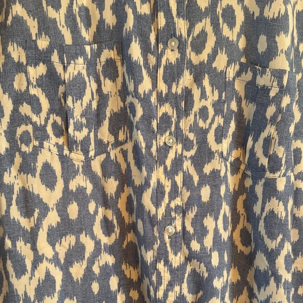 New Directions Blue and Cream Patterned Shirt Dress Beach Dress